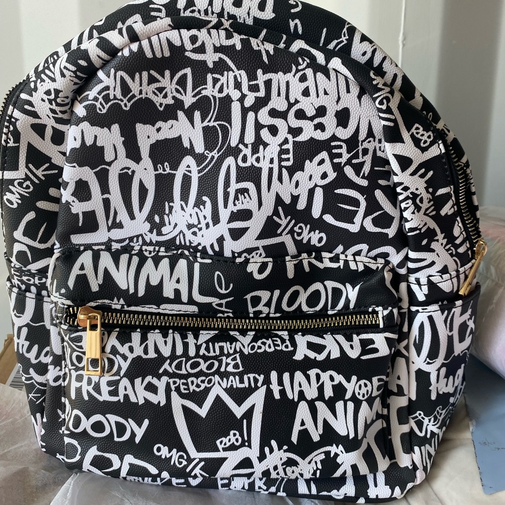 Black and White Graffiti Backpack purse
